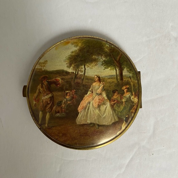 Vintage Dual Mirror Compact Gold Made in West Germany Victorian - Picture 1 of 7